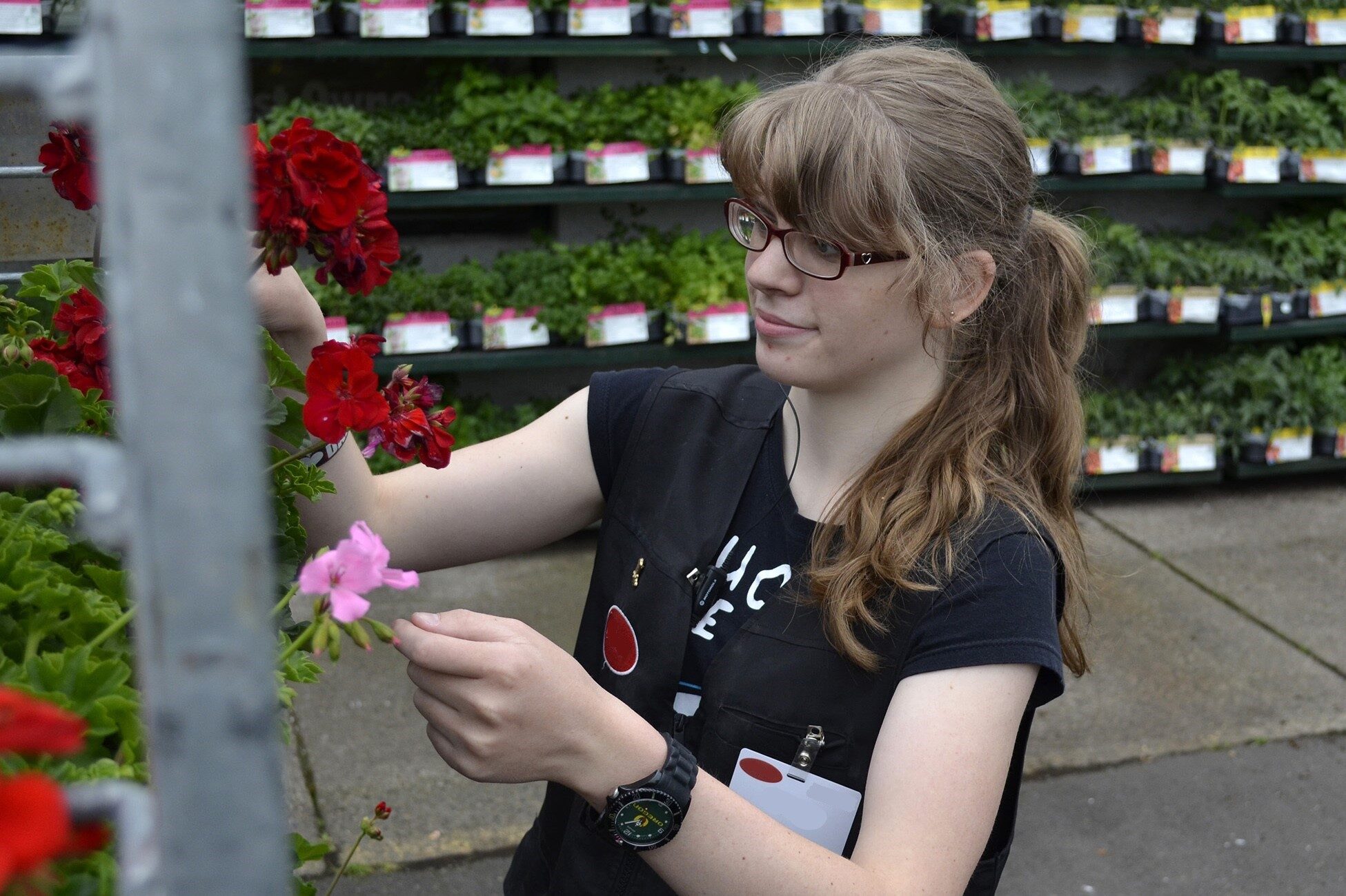 Customer working at a local garden center