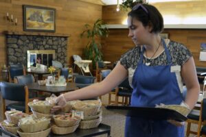 A customer working in an assisted living care home.